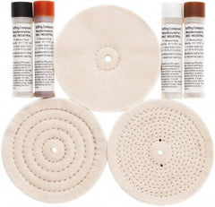 Value Collection - 6" Diam Loose Sewn, Cushion Sewn Buffing Wheel Set - 1/2" Arbor Hole - Top Tool & Supply