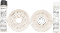 Value Collection - 4" Diam Loose Sewn, Cushion Sewn Buffing Wheel Set - 1/2" Arbor Hole - Top Tool & Supply