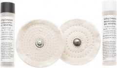 Value Collection - 4" Diam Cushion Sewn, Spiral Sewn Buffing Wheel Set - 1/2" Arbor Hole - Top Tool & Supply