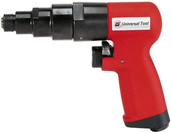 Universal Tool - 1/4" Bit Holder, 2,000 RPM, Pistol Grip Handle Air Screwdriver - 10 to 55 In/Lb Torque, 4 CFM - Top Tool & Supply