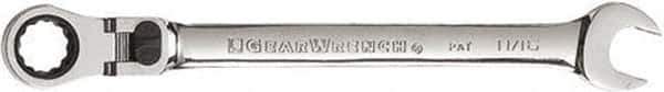 GearWrench - 11/16" 12 Point Flexhead Combination Wrench - 10" OAL, Steel, Full Polish Finish - Top Tool & Supply