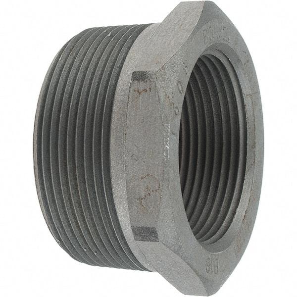 Made in USA - Size 2 x 1-1/2", Class 3,000, Forged Carbon Steel Black Pipe Hex Bushing - 3,000 psi, Threaded End Connection - Top Tool & Supply