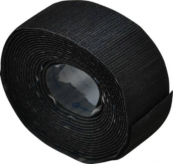 VELCRO Brand - 2" Wide x 5 Yd Long Adhesive Backed Hook Roll - Continuous Roll, Black - Top Tool & Supply