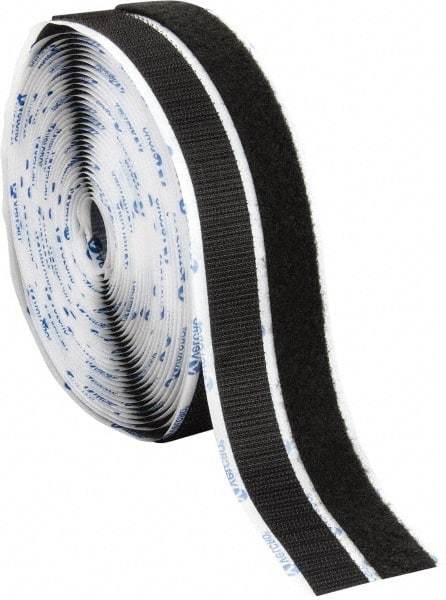 VELCRO Brand - 3/4" Wide x 10 Yd Long Adhesive Backed Hook & Loop Roll - Continuous Roll, Black - Top Tool & Supply