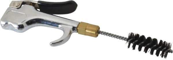 Coilhose Pneumatics - 150 Max psi Brush Tip Thumb Lever Blow Gun - 1/4 NPT, 4-1/2" Tube Length, Zinc Body, Brass Tip, Nylon Brush - Top Tool & Supply