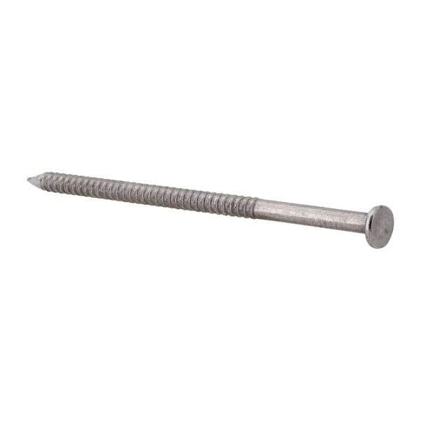 Made in USA - 16D, 8 Gauge, 3-1/2" OAL Common Nails - Ring Shank, 18-8 Stainless Steel - Top Tool & Supply