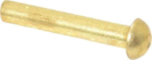 Made in USA - 1/8" Body Diam, Round Brass Solid Rivet - 3/4" Length Under Head - Top Tool & Supply