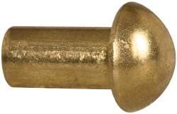 Made in USA - 3/16" Body Diam, Round Brass Solid Rivet - 3/8" Length Under Head - Top Tool & Supply