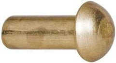 Made in USA - 3/16" Body Diam, Round Brass Solid Rivet - 1/2" Length Under Head - Top Tool & Supply