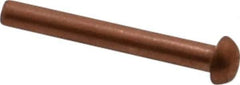 Made in USA - 1/8" Body Diam, Round Copper Solid Rivet - 1" Length Under Head - Top Tool & Supply