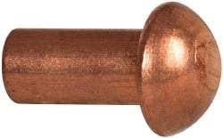 Made in USA - 3/16" Body Diam, Round Copper Solid Rivet - 3/8" Length Under Head - Top Tool & Supply