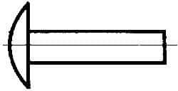 Made in USA - 1/4" Body Diam, Brazier Aluminum Solid Rivet - 5/8" Length Under Head, Grade 2117-T4, 5/8" Head Diam x 1/8" Head Height - Top Tool & Supply