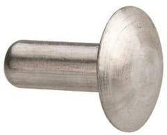 Made in USA - 3/16" Body Diam, Brazier Aluminum Solid Rivet - 1/2" Length Under Head, Grade 1100F, 0.467" Head Diam x 3/32" Head Height - Top Tool & Supply