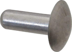 Made in USA - 1/4" Body Diam, Brazier Aluminum Solid Rivet - 3/4" Length Under Head, Grade 1100F, 5/8" Head Diam x 1/8" Head Height - Top Tool & Supply