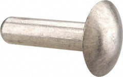 Made in USA - 1/4" Body Diam, Brazier Aluminum Solid Rivet - 1" Length Under Head, Grade 1100F, 5/8" Head Diam x 1/8" Head Height - Top Tool & Supply