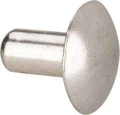 Made in USA - 1/4" Body Diam, Brazier Aluminum Solid Rivet - 1/2" Length Under Head, Grade 2117-T4, 5/8" Head Diam x 1/8" Head Height - Top Tool & Supply