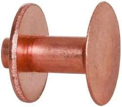 Made in USA - #8 Wire Body Diam, Flat Copper Belt Rivet with Washer - 1/2" Length Under Head, 1/2" Head Diam - Top Tool & Supply