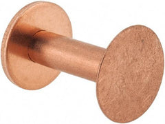 Made in USA - #8 Wire Body Diam, Flat Copper Belt Rivet with Washer - 3/4" Length Under Head, 1/2" Head Diam - Top Tool & Supply