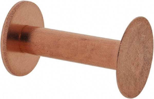 Made in USA - #8 Wire Body Diam, Flat Copper Belt Rivet with Washer - 7/8" Length Under Head, 1/2" Head Diam - Top Tool & Supply