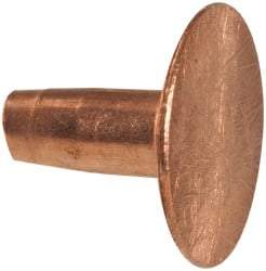 Made in USA - #10 Wire Body Diam, Flat Copper Belt Rivet with Washer - 3/8" Length Under Head, 7/16" Head Diam - Top Tool & Supply