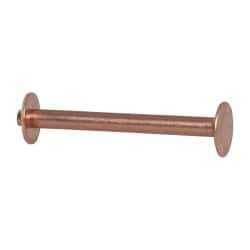 Made in USA - #12 Wire Body Diam, Flat Copper Belt Rivet with Washer - 1-1/2" Length Under Head, 3/8" Head Diam - Top Tool & Supply