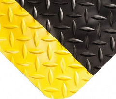 Wearwell - 17' Long x 3' Wide, Dry Environment, Anti-Fatigue Matting - Black with Yellow Borders, Vinyl with Nitrile Blend Base, Beveled on 4 Sides - Top Tool & Supply