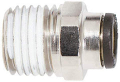 Coilhose Pneumatics - 3/8" OD, 1/4 NPT, Glass Reinforced Nylon/Nickel Plated Brass Push-to-Connect Male Connector - 225 Max psi, Tube to Male NPT - Top Tool & Supply