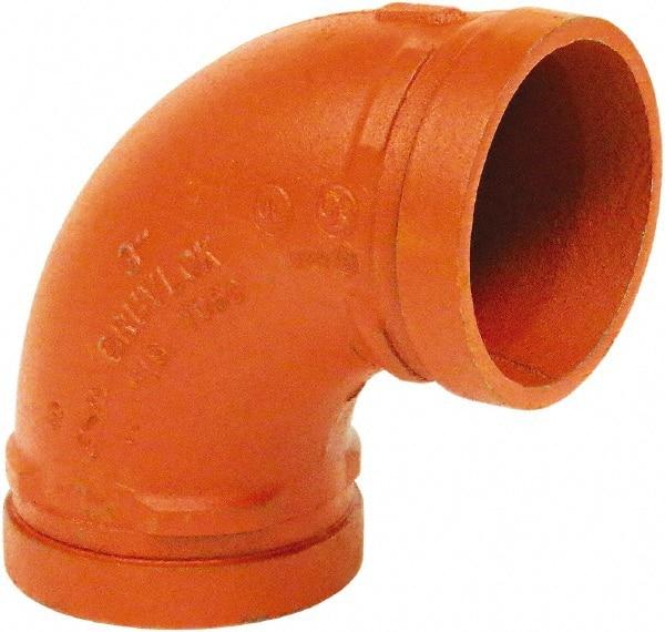 Made in USA - Size 2-1/2", Class 150, Malleable Iron Orange Pipe 90° Elbow - Grooved End Connection - Top Tool & Supply