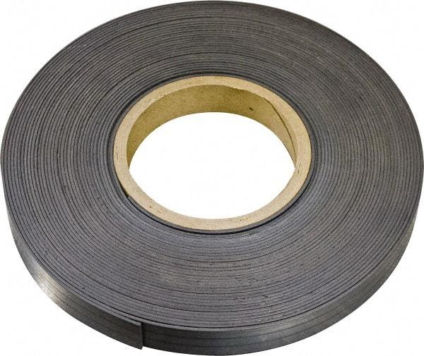 Mag-Mate - 600" Long x 1/2" Wide x 1/8" Thick Flexible Magnetic Strip - 14 Lb Max Pull Force, 8 Linear Ft/Lb Magnetic Pull Force, Plain Back, Dark Brown - Top Tool & Supply