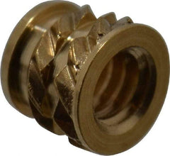 E-Z LOK - #2-56, 0.118" Small to 0.123" Large End Hole Diam, Brass Single Vane Tapered Hole Threaded Insert - 0.136" Insert, 0.122" Pilot Diam, 0.115" OAL, 0.08" Min Wall Thickness - Top Tool & Supply