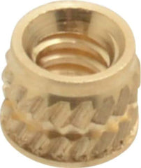 E-Z LOK - #4-40, 0.153" Small to 0.159" Large End Hole Diam, Brass Single Vane Tapered Hole Threaded Insert - 0.172" Insert, 0.157" Pilot Diam, 0.135" OAL, 0.093" Min Wall Thickness - Top Tool & Supply