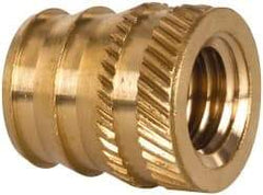 E-Z LOK - 3/8-16, 0.488" Small to 0.54" Large End Hole Diam, Brass Double Vane Tapered Hole Threaded Insert - 9/16" Insert, 0.493" Pilot Diam, 5/8" OAL, 0.293" Min Wall Thickness - Top Tool & Supply