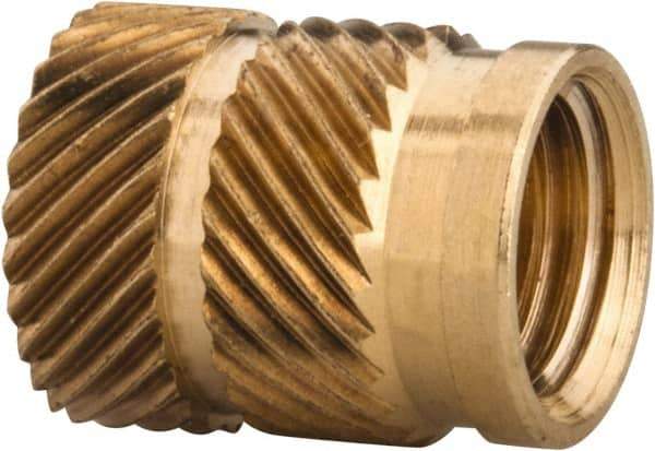 E-Z LOK - 5/16 24 UNF, 0.403" Diam, Brass Unheaded Heat Installed Threaded Insert - 0.378" Hole, 1/2" OAL, 0.403" Head Diam - Top Tool & Supply