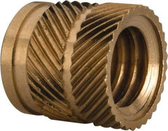 E-Z LOK - 3/8 16 UNC, 0.494" Diam, Brass Unheaded Heat Installed Threaded Insert - 15/32" Hole, 1/2" OAL, 0.494" Head Diam - Top Tool & Supply