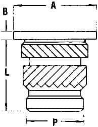 E-Z LOK - #2 56 UNC, 0.141" Diam, Brass Headed Heat Installed Threaded Insert - 1/8" Hole, 0.141" OAL x 0.018" High, 3/16" Head Diam - Top Tool & Supply