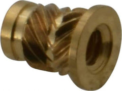 E-Z LOK - #4 40 UNC, 0.181" Diam, Brass Headed Heat Installed Threaded Insert - 0.157" Hole, 1/4" OAL x 0.021" High, 0.218" Head Diam - Top Tool & Supply