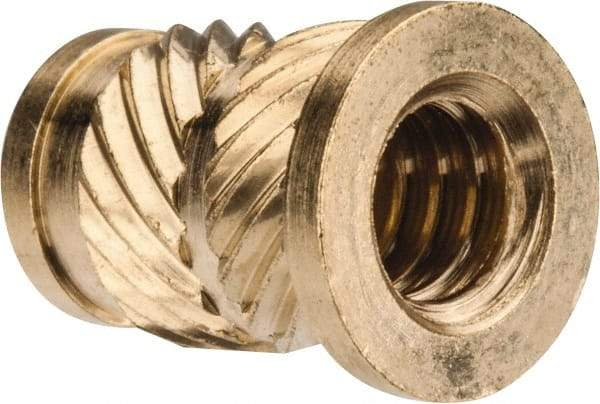 E-Z LOK - #10 24 UNC, 0.278" Diam, Brass Headed Heat Installed Threaded Insert - 1/4" Hole, 0.418" OAL x 0.04" High, 5/16" Head Diam - Top Tool & Supply