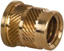 E-Z LOK - 3/8 16 UNC, 0.494" Diam, Brass Headed Heat Installed Threaded Insert - 15/32" Hole, 9/16" OAL x 0.065" High, 0.551" Head Diam - Top Tool & Supply