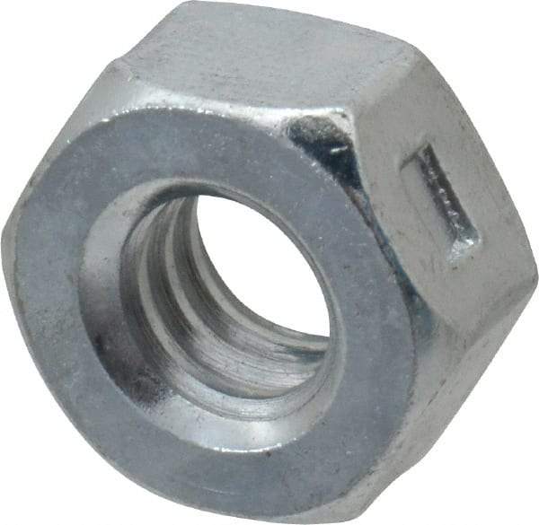 Value Collection - 1/4-20 UNC Grade 2 Two Way Lock Nut with Distorted Thread - 7/16" Width Across Flats, 7/32" High, Zinc-Plated Finish - Top Tool & Supply