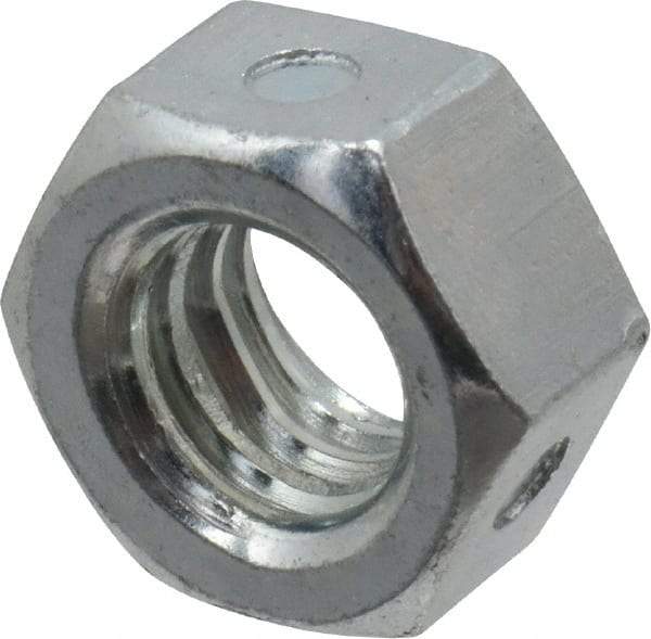 Value Collection - 5/16-18 UNC Grade 2 Two Way Lock Nut with Distorted Thread - 1/2" Width Across Flats, 17/64" High, Zinc-Plated Finish - Top Tool & Supply