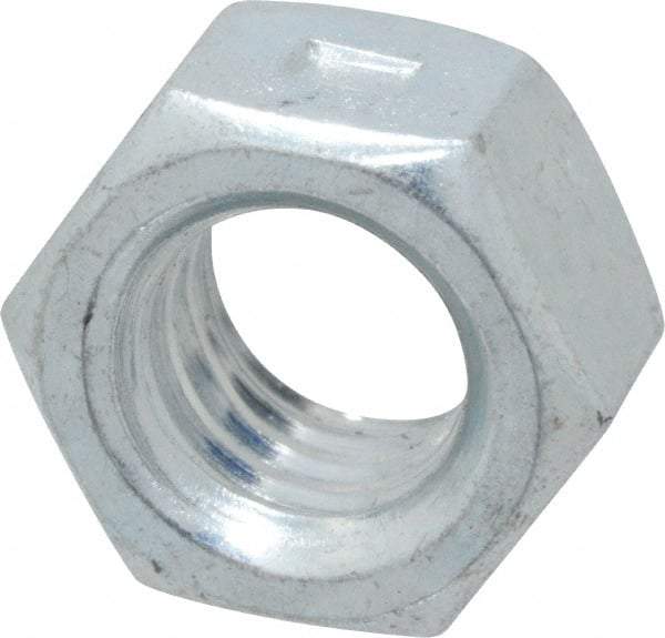 Value Collection - 3/8-16 UNC Grade 2 Two Way Lock Nut with Distorted Thread - 9/16" Width Across Flats, 21/64" High, Zinc-Plated Finish - Top Tool & Supply