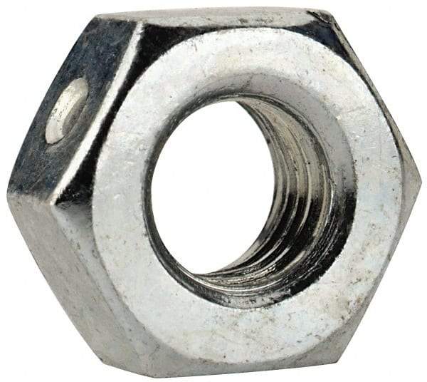 Value Collection - 1/4-28 UNF Grade 2 Two Way Lock Nut with Distorted Thread - 7/16" Width Across Flats, 7/32" High, Zinc-Plated Finish - Top Tool & Supply