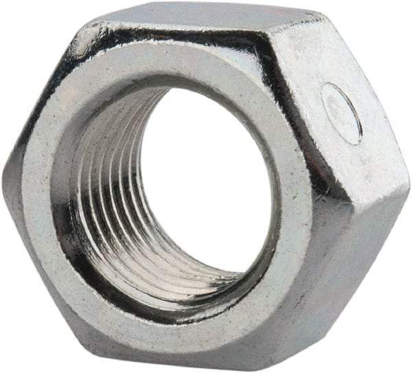 Value Collection - 1/2-20 UNF Grade 2 Two Way Lock Nut with Distorted Thread - 3/4" Width Across Flats, 7/16" High, Zinc-Plated Finish - Top Tool & Supply