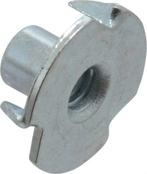 Value Collection - #8-32 Zinc-Plated Steel Standard Tee Nut - 1/4" Barrel Length, 5/8" Flange Diam, 3 Prongs - Top Tool & Supply