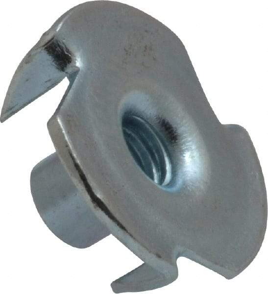 Value Collection - #10-24 Zinc-Plated Steel Standard Tee Nut - 5/16" Barrel Length, 3/4" Flange Diam, 3 Prongs - Top Tool & Supply