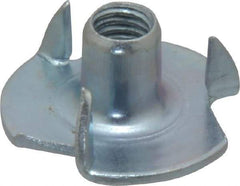 Value Collection - #10-32 Zinc-Plated Steel Standard Tee Nut - 5/16" Barrel Length, 3/4" Flange Diam, 3 Prongs - Top Tool & Supply