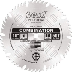 Freud - 10" Diam, 5/8" Arbor Hole Diam, 50 Tooth Wet & Dry Cut Saw Blade - Carbide-Tipped, Standard Round Arbor - Top Tool & Supply