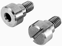 Made in USA - 3/8" Shoulder Diam x 1/2" Shoulder Length, 5/16-18 UNC, Slotted Precision Shoulder Screw - 416 Stainless Steel, Uncoated, 1/4" Head Height x 9/16" Head Diam - Top Tool & Supply