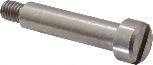 Made in USA - 1/4" Shoulder Diam x 1" Shoulder Length, #10-32 UNF, Slotted Precision Shoulder Screw - 303, 18-8 Stainless Steel, Uncoated, 3/16" Head Height x 3/8" Head Diam - Top Tool & Supply