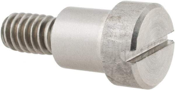 Made in USA - 3/8" Shoulder Diam x 3/8" Shoulder Length, 1/4-20 UNC, Slotted Precision Shoulder Screw - 303 Stainless Steel, Uncoated, 7/32" Head Height x 1/2" Head Diam - Top Tool & Supply